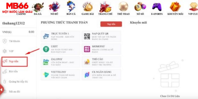 Nhập thông tin chính xác để hoàn tất lệnh nạp tiền MB66